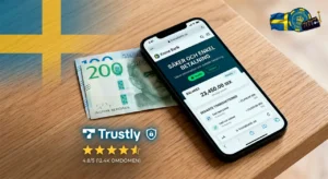 Main page of Swedish online casino review with 2026 ratings and national SEK currency banknotes.